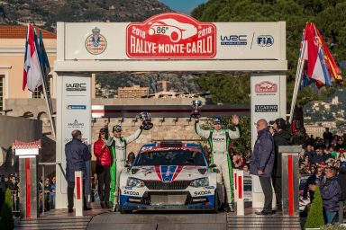 Rally Monte-Carlo: ŠKODA FABIA R5 driver Jan Kopecký wins WRC 2 category on his birthday