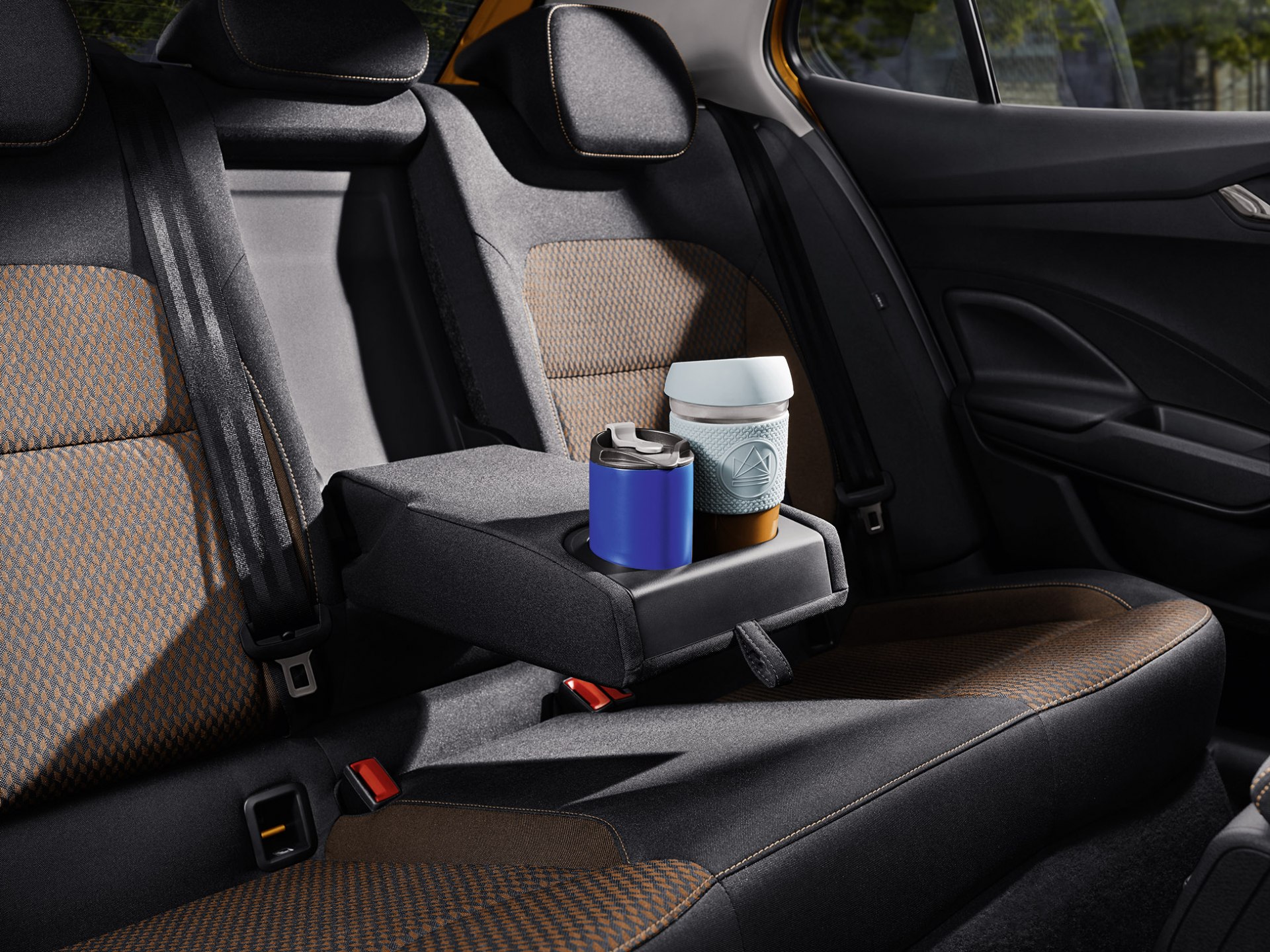 Folding Black Leather Center Armrest For Skoda Fabia III (NJ) From 2014 By TFS