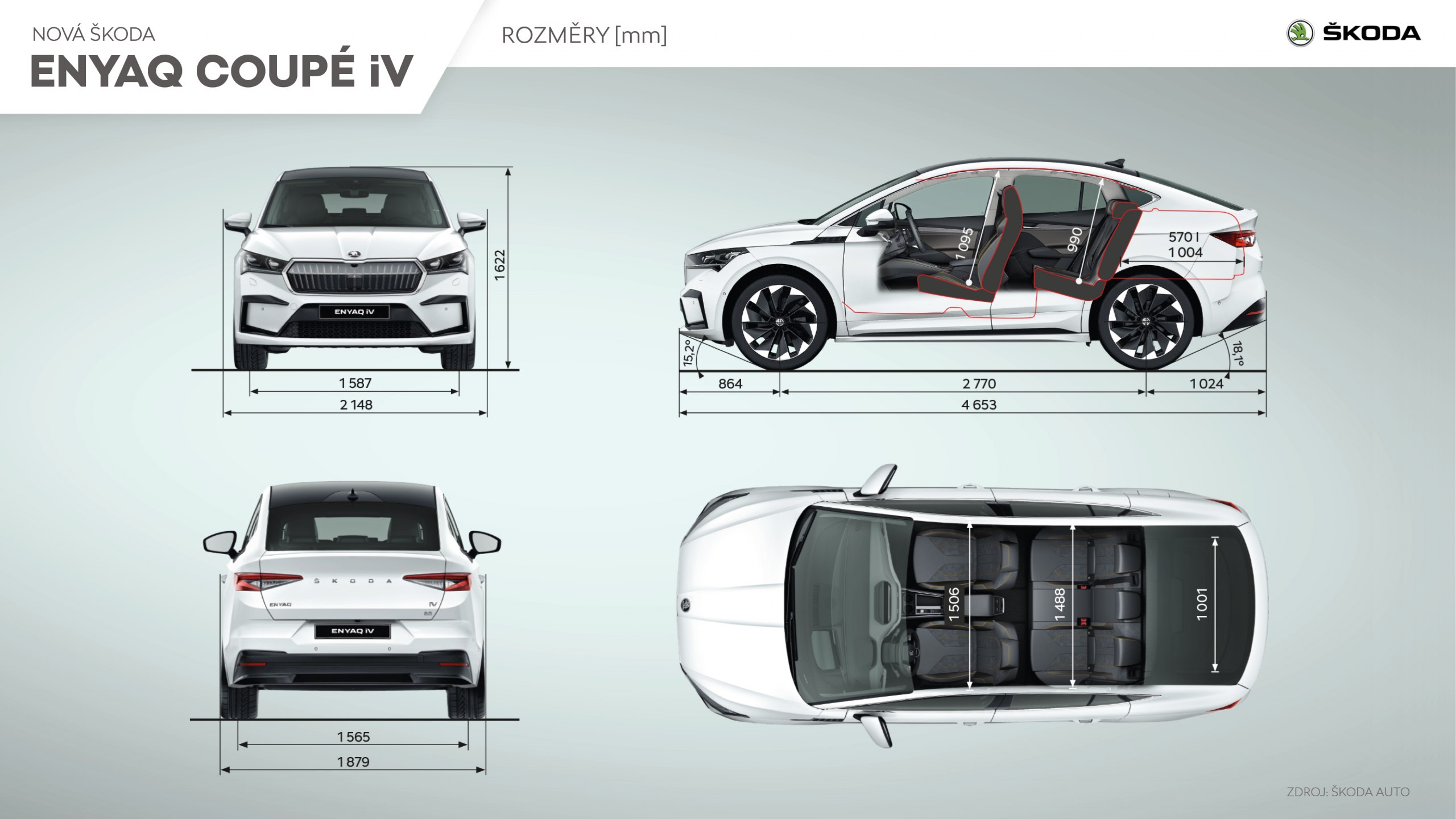 Infografika Nová ŠKODA ENYAQ COUPÉ iV Rozměry ŠKODA Storyboard