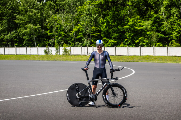 Helmet, overalls, shoes, and even socks are an important part of a racer's aerodynamics.