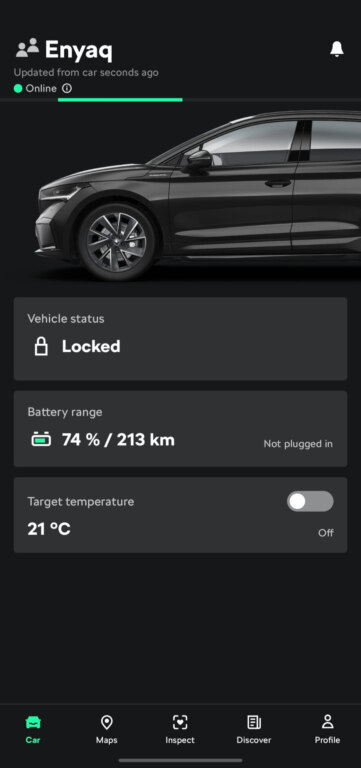 Independent heating and other functions for thermal comfort are easiest to set up via the MyŠkoda app