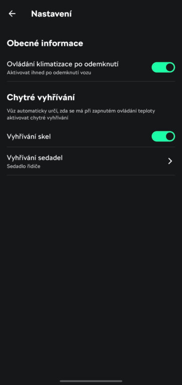 Nezávislé topení i další funkce pro tepelnou pohodu jdou nejsnáze nastavit skrze aplikaci MyŠkoda