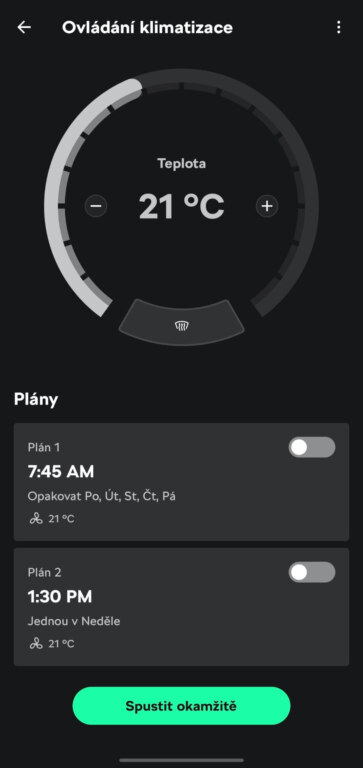 Nezávislé topení i další funkce pro tepelnou pohodu jdou nejsnáze nastavit skrze aplikaci MyŠkoda