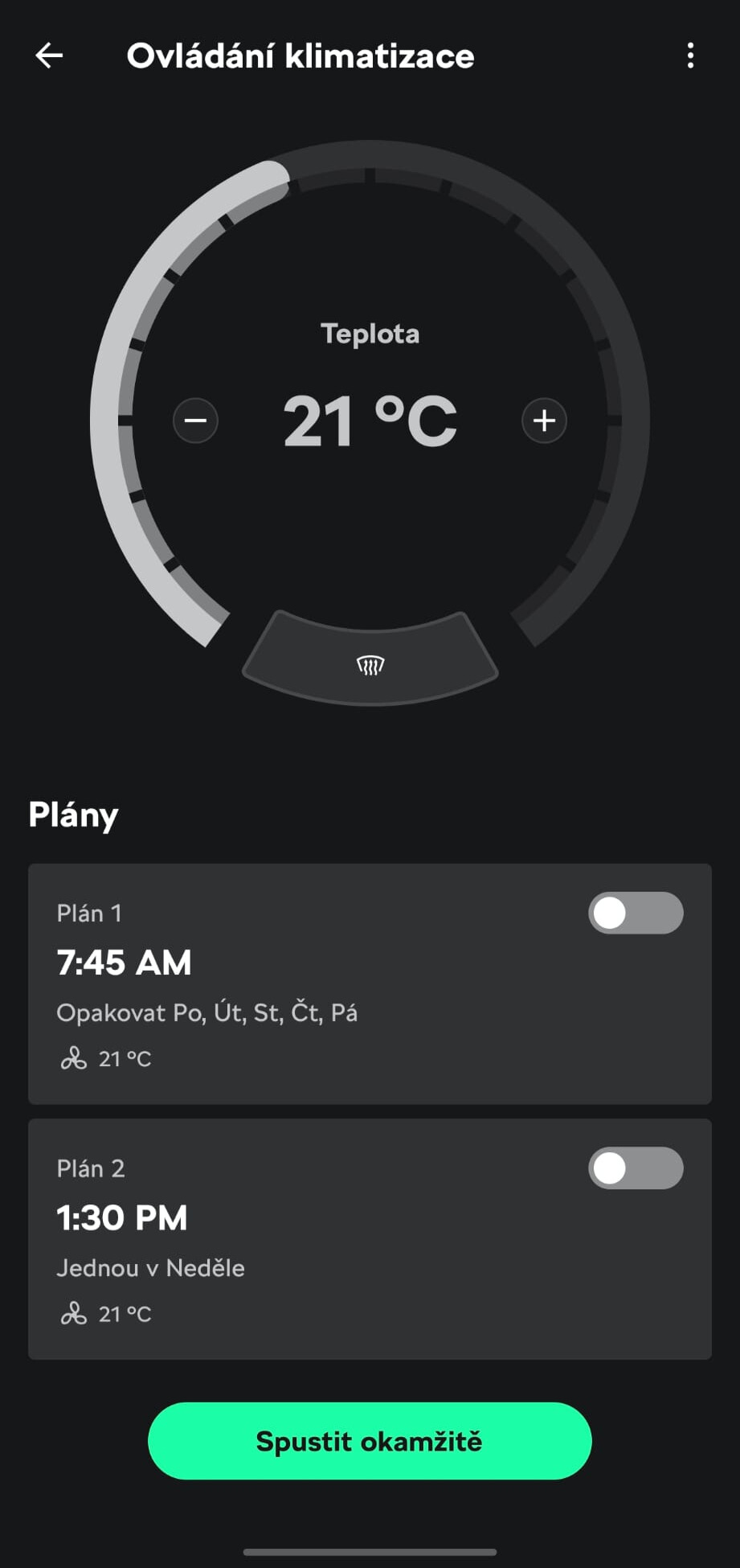 Nezávislé topení i další funkce pro tepelnou pohodu jdou nejsnáze nastavit skrze aplikaci MyŠkoda