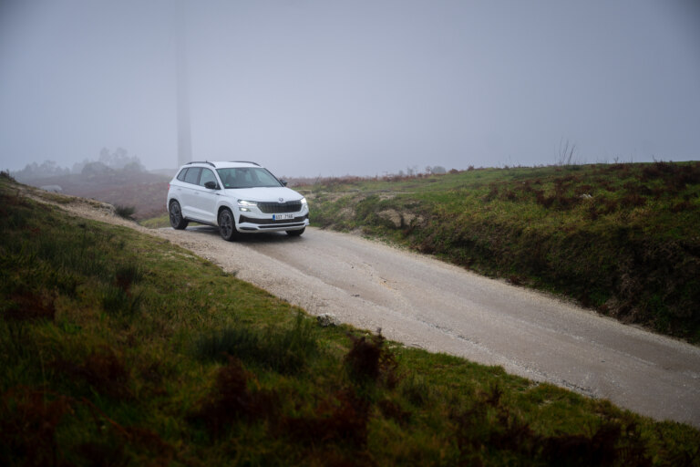 At one moment, the road disappears entirely from view, leaving the driver gazing up at the sky