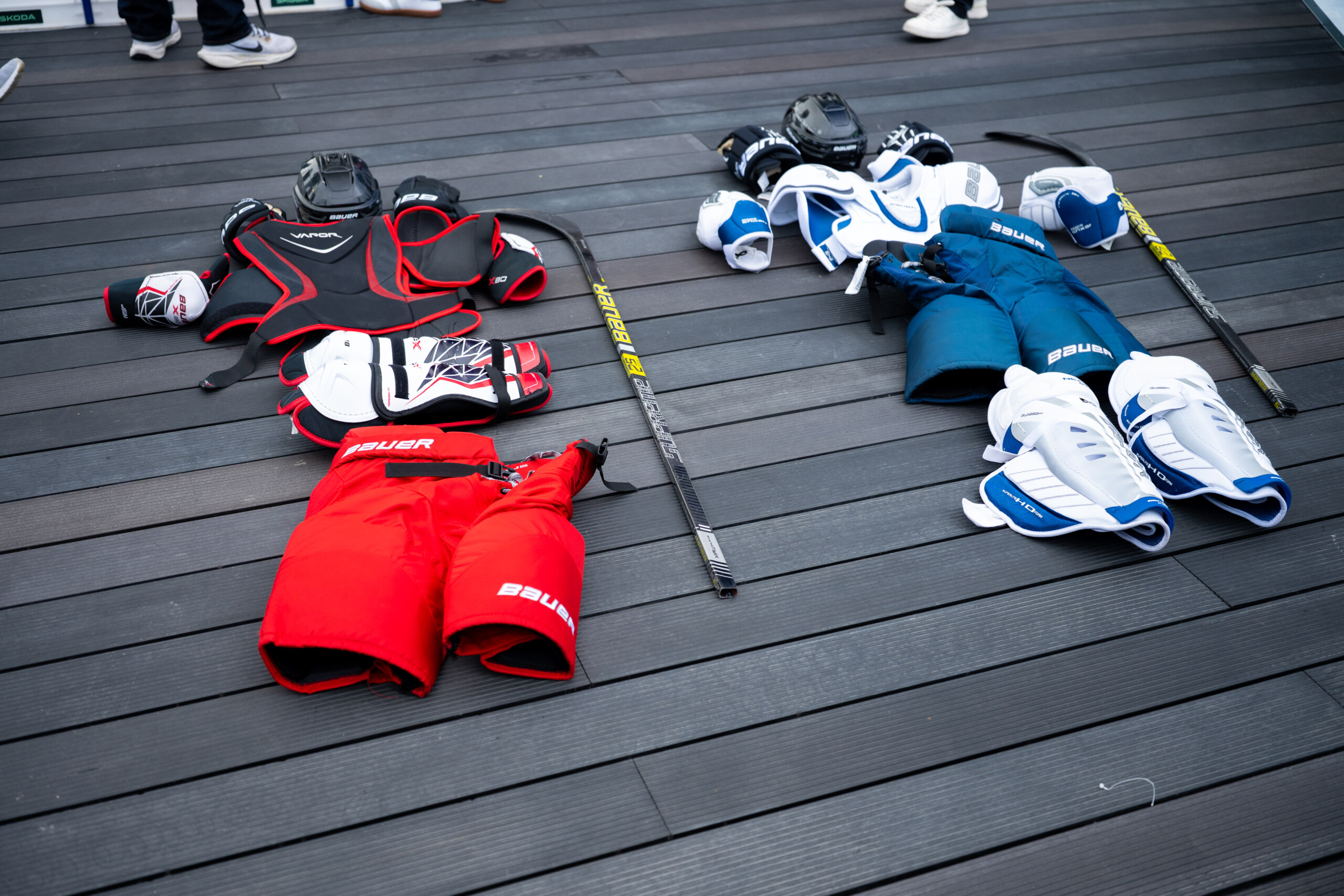 Hockey gear dressing contest.