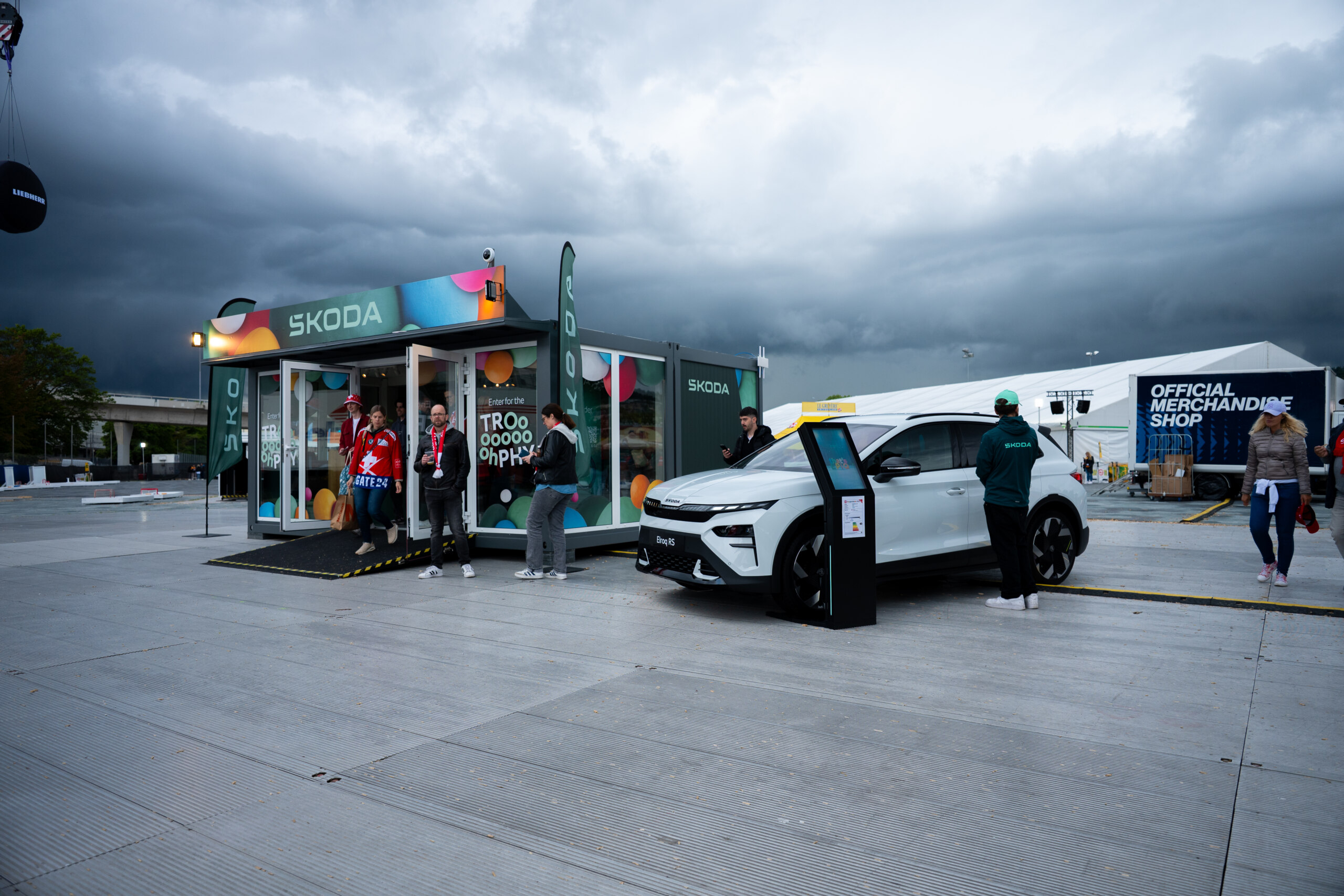 New cars, such as the Elroq RS, were also on display at the Škoda booths.