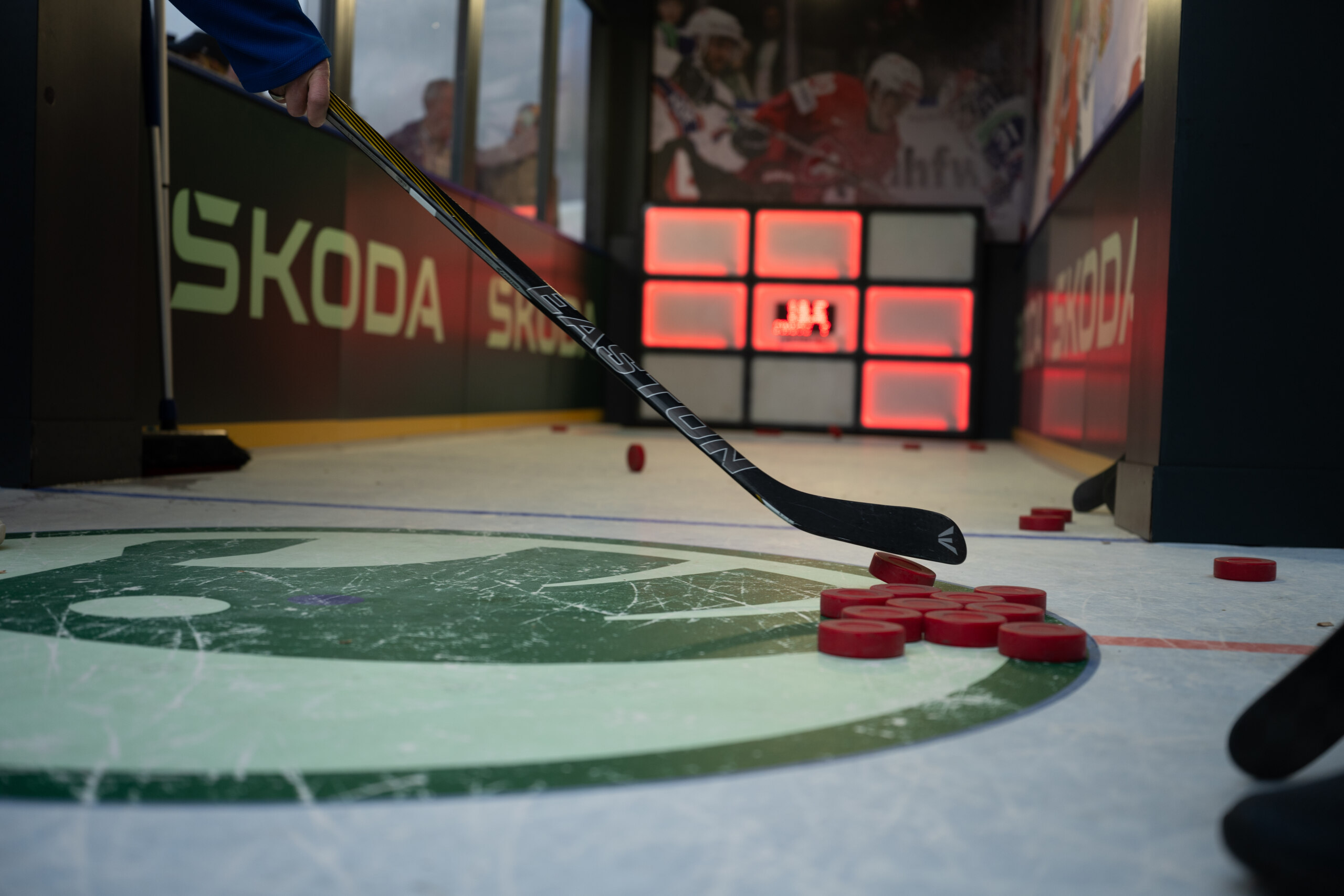 Experienced shooters also took part in the puck-shooting contest.