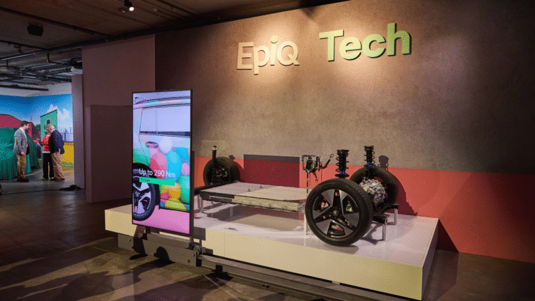 The interactive panel allowed visitors to explore the car's technology in a fun way