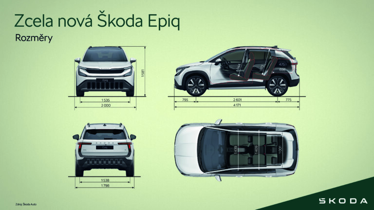 Škoda Epiq | Infografika Rozměry