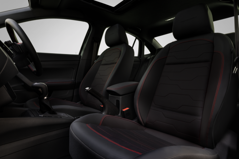 The seat stitching on the Monte Carlo model is a burgundy shade