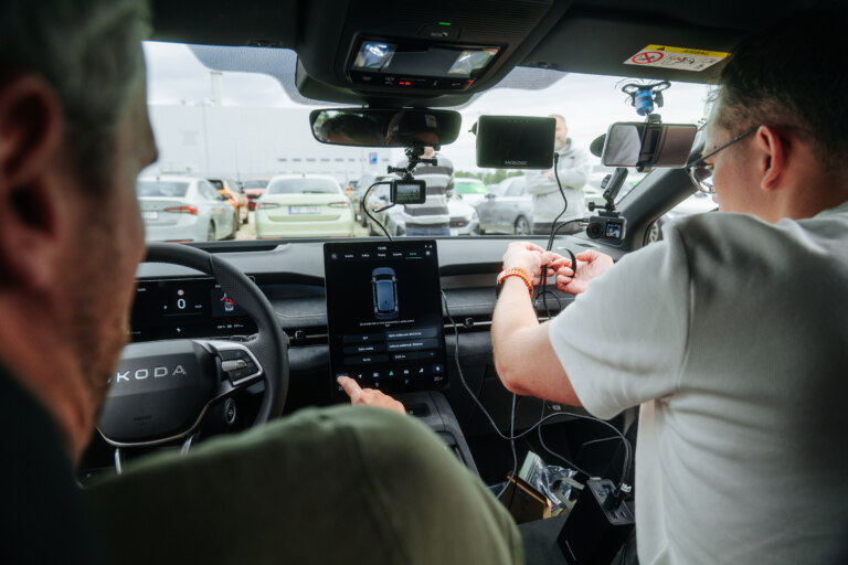 The crew sent data from the car to their colleagues, who were able to chat with them.